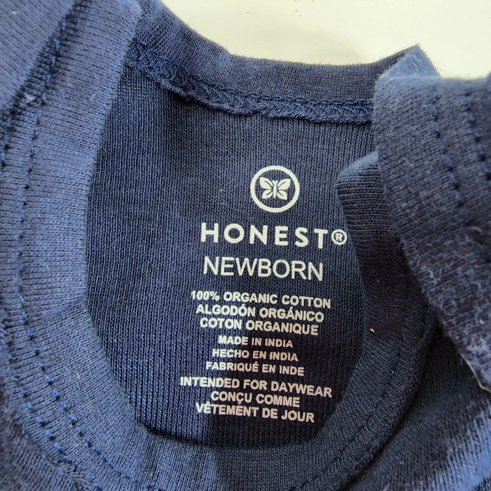Honest Baby Organic CottonShort Sleeve Newborn Navy & 0-3 months black NWT